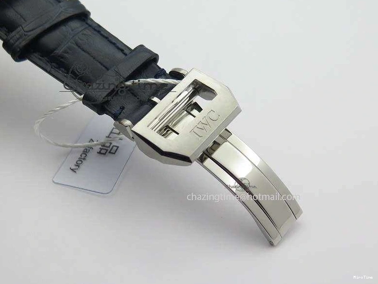 MIROTIME 0424 UrbanStyle Portuguese IW371446 ZF 1:1 Best Edition SS White Dial Blue Markers On Blue Leather Strap  A79350 V 7270